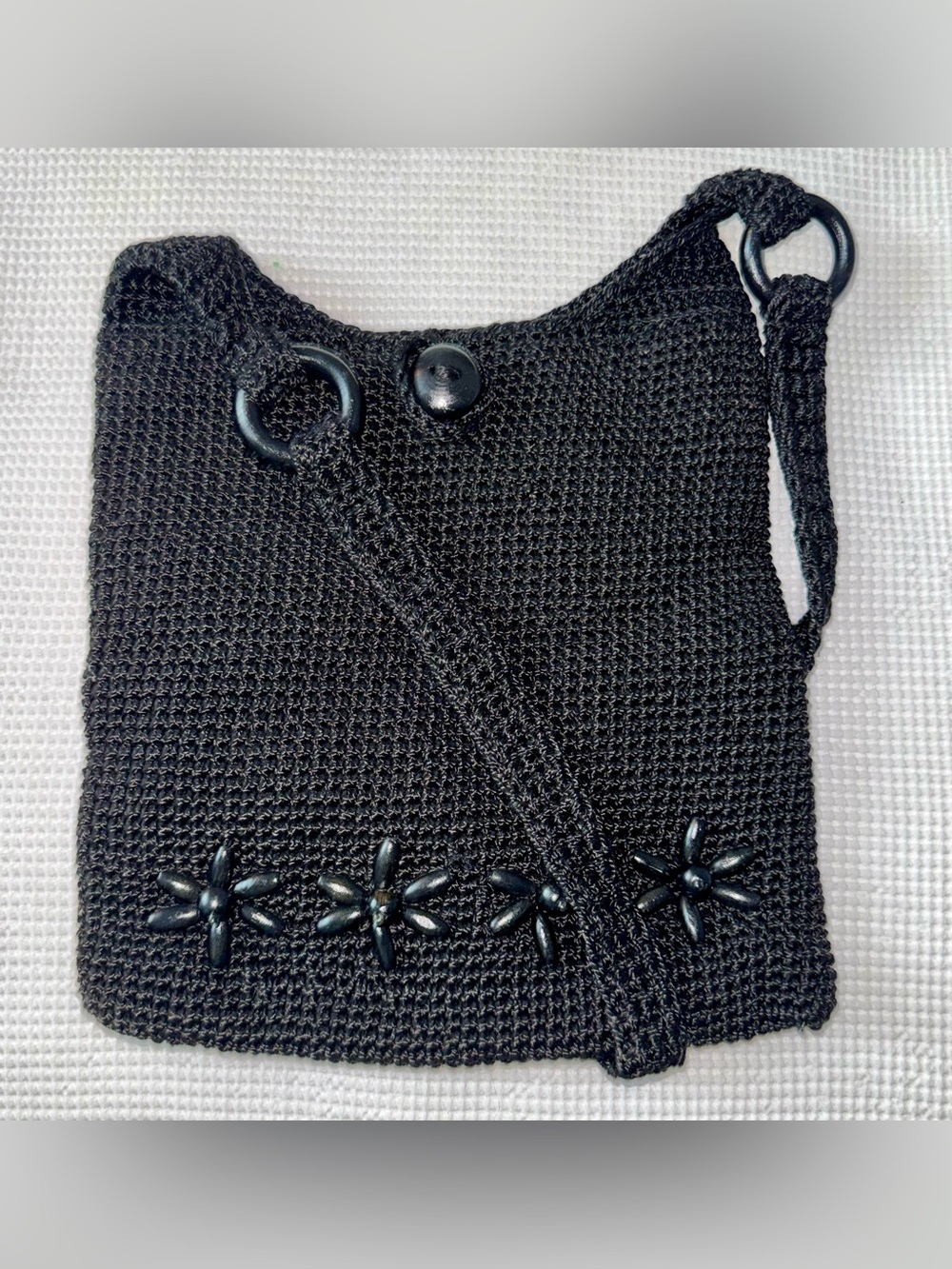 Black crochet crossbody bag